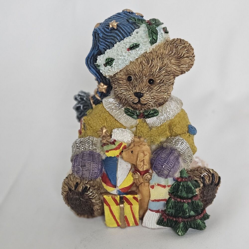 Holiday‎ Bear Holding Presents & A Christmas Tree Figurine 4.5" Tall